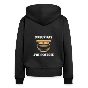 Poterie - Sweat à capuche zippé Premium bio Femme - noir - Dos - Julia (174cm)