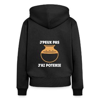 Poterie - Sweat à capuche zippé Premium bio Femme - noir - Dos - Julia (174cm)