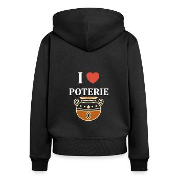 Poterie - Sweat à capuche zippé Premium bio Femme - noir - Dos - Julia (174cm)