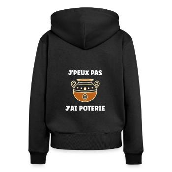 Poterie - Sweat à capuche zippé Premium bio Femme - noir - Dos - Julia (174cm)