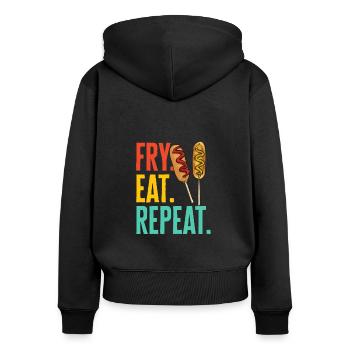 Corn Dog Corndog - Frauen Premium Bio Zip Hoodie - Schwarz - Hinten - Julia (174cm)