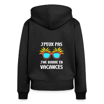 Je suis en vacances - Sweat à capuche zippé Premium bio Femme - noir - Dos - Julia (174cm)