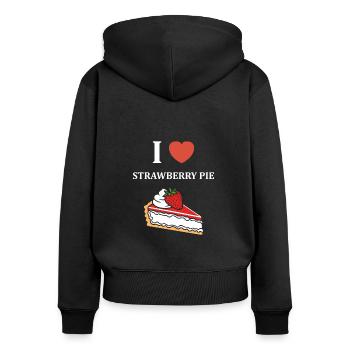 Tarte aux fraises - Sweat à capuche zippé Premium bio Femme - noir - Dos - Julia (174cm)