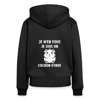 Humour cochon d'ine - Sweat à capuche zippé Premium bio Femme - noir - Dos - Julia (174cm)
