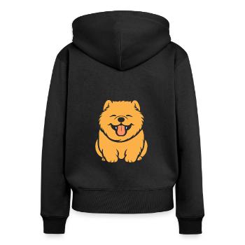 Chien chow chow - Sweat à capuche zippé Premium bio Femme - noir - Dos - Julia (174cm)