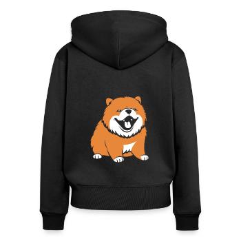 Chien chow chow - Sweat à capuche zippé Premium bio Femme - noir - Dos - Julia (174cm)