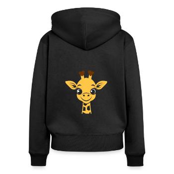 Kopf der Giraffe - Frauen Premium Bio Zip Hoodie - Schwarz - Hinten - Julia (174cm)