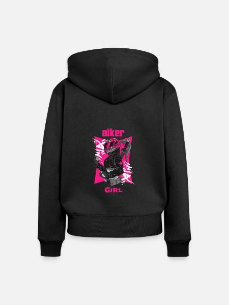 Biker Girl - Frauen Premium Bio Zip Hoodie - Schwarz