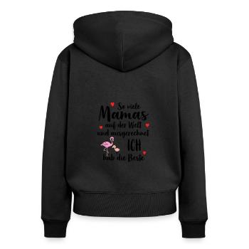 Beste Mama So Viele Mamas Ich Hab Die Beste - Frauen Premium Bio Zip Hoodie - Schwarz - Hinten - Julia (174cm)