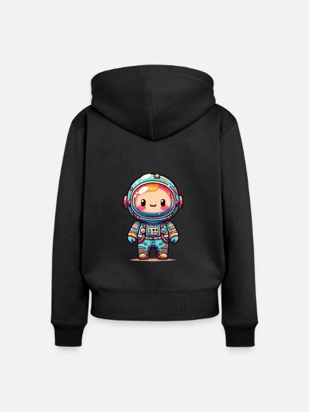 kindlich gestalteten Raumfahrer - Frauen Premium Bio Zip Hoodie - Schwarz
