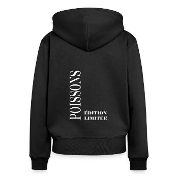 poissons - Sweat à capuche zippé Premium bio Femme - noir - Dos - Julia (174cm)
