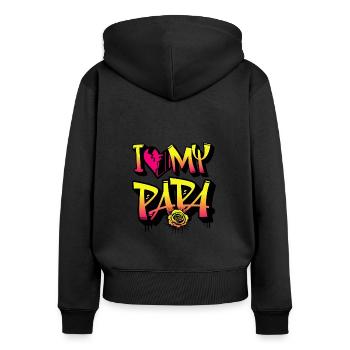 J’aime mon Papa génial Graffiti Style famille citation - Sweat à capuche zippé Premium bio Femme - noir - Dos - Julia (174cm)