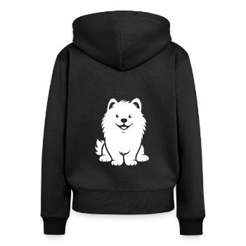 Chien Samoyède - Sweat à capuche zippé Premium bio Femme - noir - Dos - Julia (174cm)