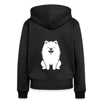 Samojede - Frauen Premium Bio Zip Hoodie - Schwarz - Hinten - Julia (174cm)