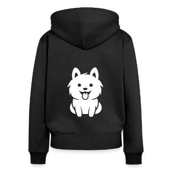 Chien Samoyède - Sweat à capuche zippé Premium bio Femme - noir - Dos - Julia (174cm)