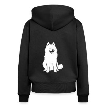 Samojede - Frauen Premium Bio Zip Hoodie - Schwarz - Hinten - Julia (174cm)