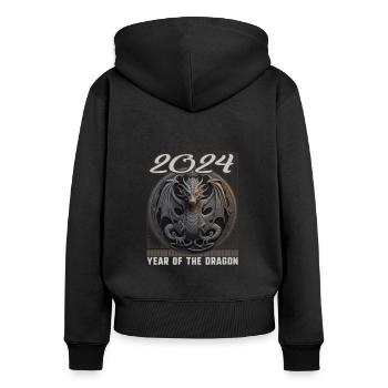 Chines New Year of Dragon Chalk Art Dragon Design - Women's Premium Organic Zip Hoodie - black - Back - Julia (174cm)
