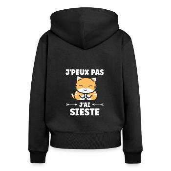 J'ai sieste - Sweat à capuche zippé Premium bio Femme - noir - Dos - Julia (174cm)