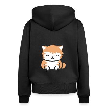 Bébé chat - Sweat à capuche zippé Premium bio Femme - noir - Dos - Julia (174cm)