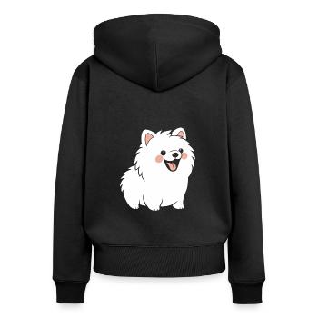 Spitz - Frauen Premium Bio Zip Hoodie - Schwarz - Hinten - Julia (174cm)