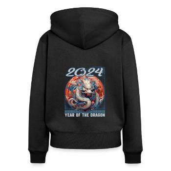 Chines New Year of Dragon Zodiac Composite Dragon - Women's Premium Organic Zip Hoodie - black - Back - Julia (174cm)