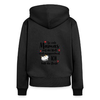 So Viele Mamas Ich Hab Die Beste Beste Mama - Frauen Premium Bio Zip Hoodie - Schwarz - Hinten - Julia (174cm)