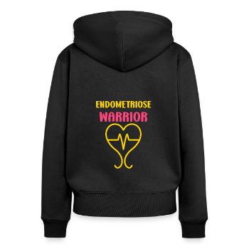 sensibilisation endométriose - Sweat à capuche zippé Premium bio Femme - noir - Dos - Julia (174cm)