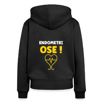 sensibilisation endométriose - Sweat à capuche zippé Premium bio Femme - noir - Dos - Julia (174cm)