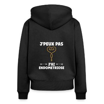 sensibilisation endométriose - Sweat à capuche zippé Premium bio Femme - noir - Dos - Julia (174cm)