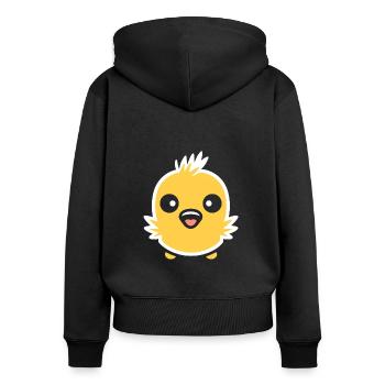 poussin - Sweat à capuche zippé Premium bio Femme - noir - Dos - Julia (174cm)