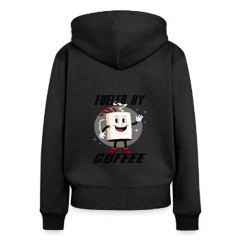 Fueled By Coffee Kaffee Barista Espresso Kaffee - Women's Premium Organic Zip Hoodie - black - Back - Julia (174cm)
