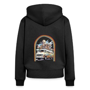 Presidents Day Hippie Van Retro - Frauen Premium Bio Zip Hoodie - Schwarz - Hinten - Julia (174cm)