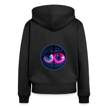 Chargement Anime Eyes Vaporwave Digital Aesthetic - Sweat à capuche zippé Premium bio Femme - noir - Dos - Julia (174cm)