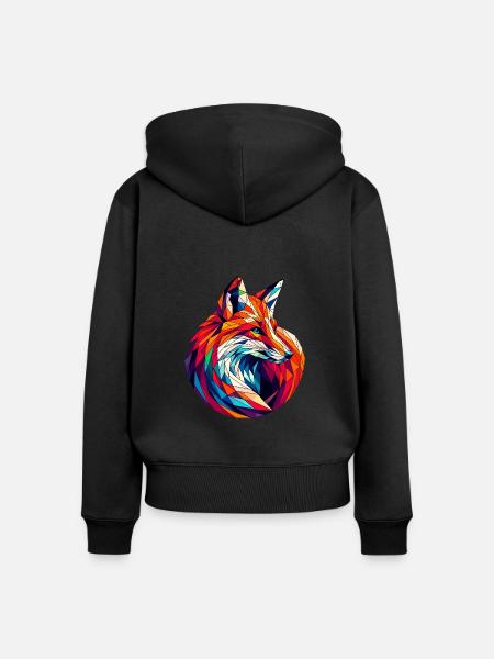 Fuchs in Polygonendarstellung - Frauen Premium Bio Zip Hoodie - Schwarz