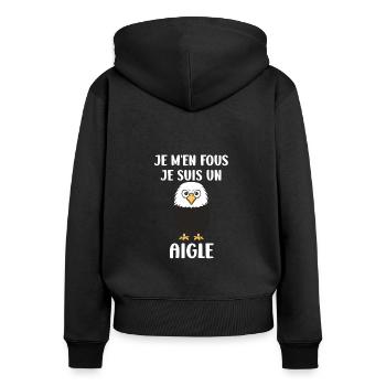Citation humour Oiseau aigle - Sweat à capuche zippé Premium bio Femme - noir - Dos - Julia (174cm)