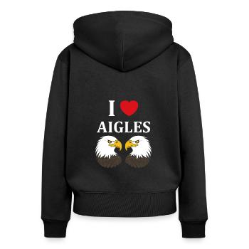 Citation humour Oiseau aigle - Sweat à capuche zippé Premium bio Femme - noir - Dos - Julia (174cm)