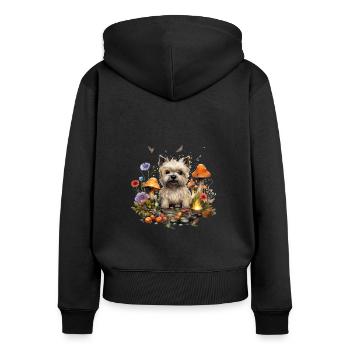 Cairn Terrier Dog Cottagecore Mushroom Magic Men - Women's Premium Organic Zip Hoodie - black - Back - Julia (174cm)