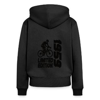 Limited Edition 1959 Limited Edition Fahrrad - Frauen Premium Bio Zip Hoodie - Schwarz - Hinten - Julia (174cm)