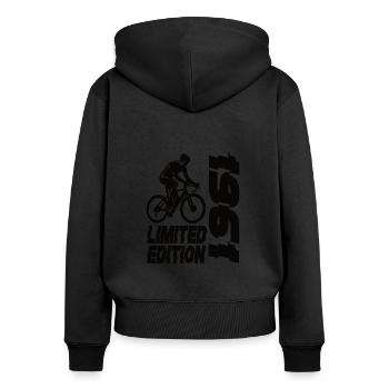 Limited Edition 1961 Limited Edition Fahrrad - Frauen Premium Bio Zip Hoodie - Schwarz - Hinten - Julia (174cm)