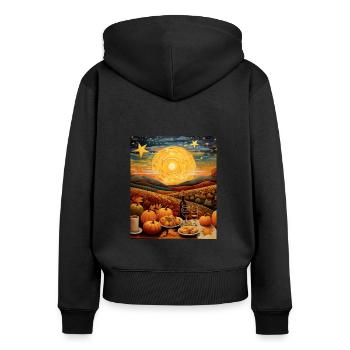 Chemise de nuit étoilée de Thanksgiving Harvest Sky Tee - Sweat à capuche zippé Premium bio Femme - noir - Dos - Julia (174cm)