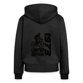 Limited Edition 1973 Limited Edition Fahrrad - Frauen Premium Bio Zip Hoodie - Schwarz - Hinten - Julia (174cm)