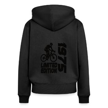 Limited Edition 1975 Limited Edition Fahrrad - Frauen Premium Bio Zip Hoodie - Schwarz - Hinten - Julia (174cm)