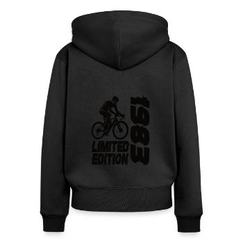 Limited Edition 1983 Limited Edition Fahrrad - Frauen Premium Bio Zip Hoodie - Schwarz - Hinten - Julia (174cm)
