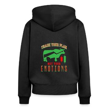 Handeln Sie Ihren Plan, nicht Ihre Emotionen Börse - Frauen Premium Bio Zip Hoodie - Schwarz - Hinten - Julia (174cm)