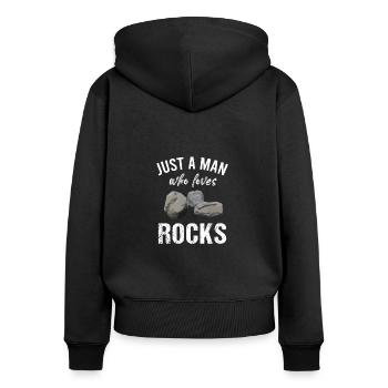 Gology Gologist Felsen Vintage Mineralien Sprüche - Frauen Premium Bio Zip Hoodie - Schwarz - Hinten - Julia (174cm)