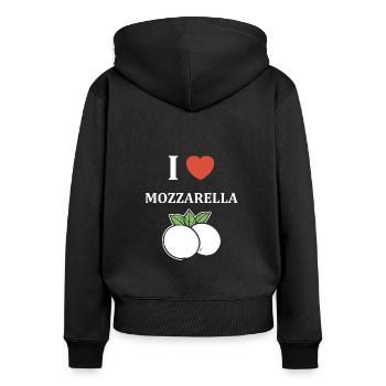 Humour mozzarella - Sweat à capuche zippé Premium bio Femme - noir - Dos - Julia (174cm)