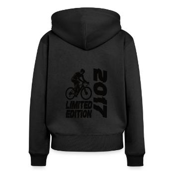 Limited Edition 2017 Limited Edition Fahrrad - Frauen Premium Bio Zip Hoodie - Schwarz - Hinten - Julia (174cm)