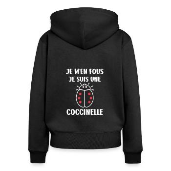 Citation Humour Petite coccinelle - Sweat à capuche zippé Premium bio Femme - noir - Dos - Julia (174cm)