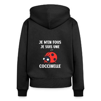 Citation Humour Petite coccinelle - Sweat à capuche zippé Premium bio Femme - noir - Dos - Julia (174cm)