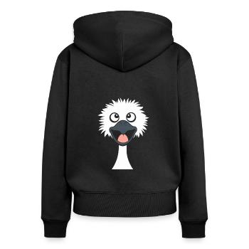 autruche - Sweat à capuche zippé Premium bio Femme - noir - Dos - Julia (174cm)